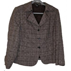 Linda allard womens size 14 blazer jacket linen cotton brown spring summer